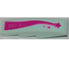 Slope, Curved 4 x 1 with '3063-JV' and Magenta Shooting Star Pattern Model Right Side (Sticker) - Set 3063