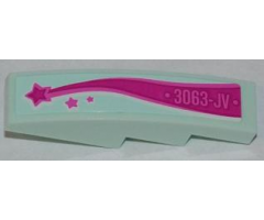 Slope, Curved 4 x 1 with '3063-JV' and Magenta Shooting Star Pattern Model Left Side (Sticker) - Set 3063