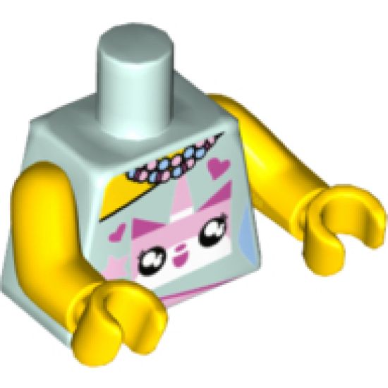 Torso Female Outline Dress with Pink Unikitty, Hearts, Stars and Beaded Necklace Pattern / Yellow Arms / Yellow Hands