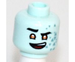 Minifigure, Head Dual Sided Alien, Black Eyebrows, Orange Eyes, Metallic Blue Triangles, Smile / Camo Handkerchief Over Mouth Pattern - Hollow Stud