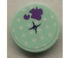 Tile, Round 2 x 2 with Bottom Stud Holder with Light Aqua Cushion and Dark Purple Splotch Pattern (Sticker) - Set 41332