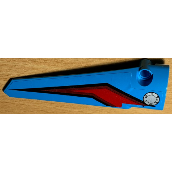 Technic, Panel Fairing # 6 Long Smooth, Side B with Gas Hatch and Red, Dark Red and Black Lines Pattern (Sticker) - Set 42077