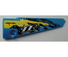 Technic, Panel Fairing # 6 Long Smooth, Side B with 'XRFUEL', 'TR TRACKED RACER' and Black, Yellow and White Splotches Pattern (Sticker) - Set 42095