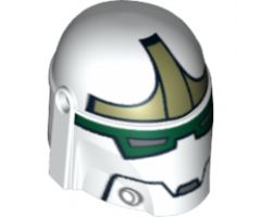 Minifigure, Headgear Helmet with Holes, SW Bounty Hunter with Jaw and Dark Green and Olive Green Pattern