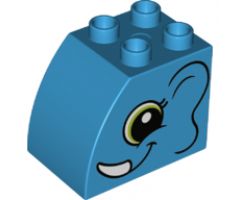 Duplo, Brick 2 x 3 x 2 with Curved Top with Smiling Elephant on Both Sides Pattern