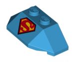 Wedge 2 x 4 Triple with Superman 'S' Logo Reverse Pattern