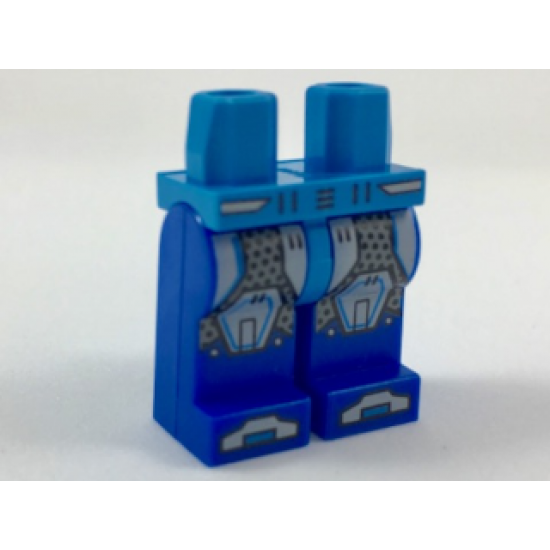 Hips and Blue Legs with Dark Azure Circuitry and Light Bluish Gray Armor, Knee Pads and Boots Pattern