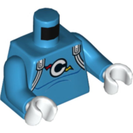 Torso Shirt with White Shoulder Straps, 'C' with Red and Yellow Lightning Pattern / Dark Azure Arms / White Hands