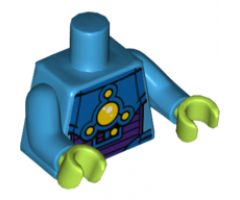 Torso Space Armor with 5 Yellow Lights Pattern / Dark Azure Arms / Lime Hands