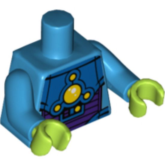 Torso Space Armor with 5 Yellow Lights Pattern / Dark Azure Arms / Lime Hands