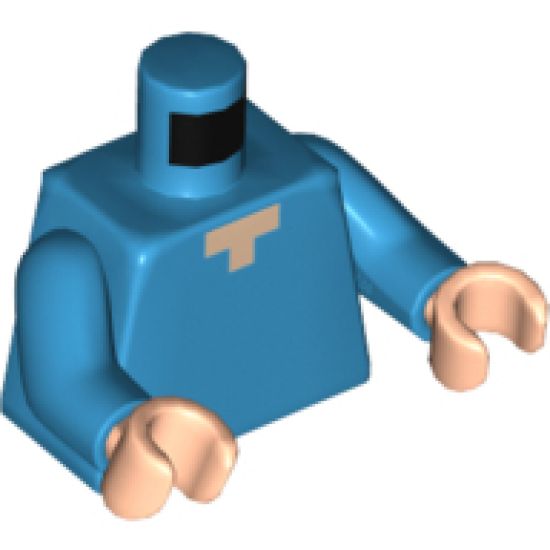 Torso Pixelated Light Nougat Neck Pattern (Minecraft Steve) / Dark Azure Arms / Light Nougat Hands