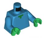Torso Pixelated Green Neck Pattern (Minecraft) / Dark Azure Arms / Green Hands