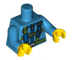 Torso Blue and Lime Parachute Harness Straps and Silver Buckles Pattern / Dark Azure Arms / Yellow Hands