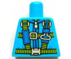 Torso Blue and Lime Parachute Harness Straps and Silver Buckles Pattern