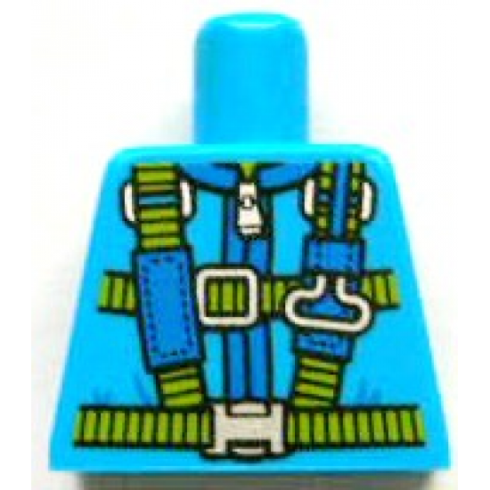 Torso Blue and Lime Parachute Harness Straps and Silver Buckles Pattern