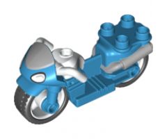 Duplo, Vehicle Motorcycle with Rubber Wheels, White Handelebars, Windscreen and Headlights Pattern