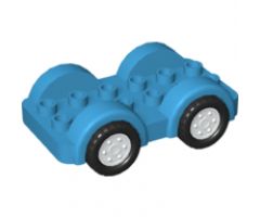 Duplo, Vehicle Car Base 2 x 6 with Four Black Tires and White Wheels on Fixed Axles