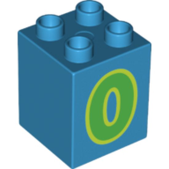 Duplo, Brick 2 x 2 x 2 with Number 0 Green Pattern