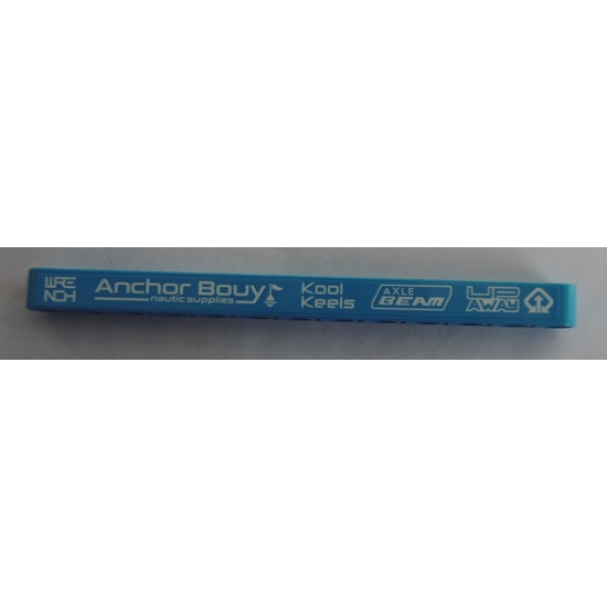 Technic, Liftarm 1 x 13 Thick with White 'WRENCH', 'Anchor Bouy', 'Kool Keels', 'AXLE BEAM' and 'UP AWAY' Pattern, Model Left Side (Sticker) - Set 42074