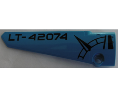 Technic, Panel Fairing # 5 Long Smooth, Side A with Black 'LT-42074' and Compass Point on Dark Azure Background Pattern (Sticker) - Set 42074