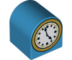 Duplo, Brick 2 x 2 x 2 Curved Top with Clock Hands 4:57 Pattern
