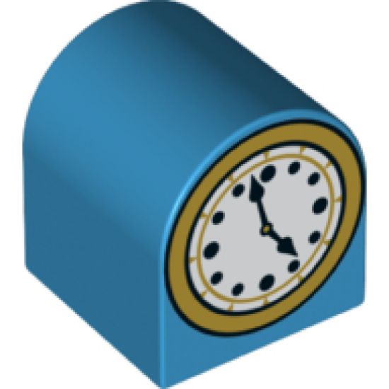 Duplo, Brick 2 x 2 x 2 Curved Top with Clock Hands 4:57 Pattern