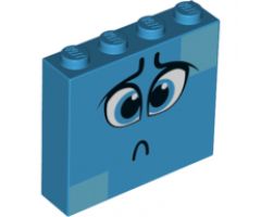 Brick 1 x 4 x 3 with Dark Azure Eyes, Worried Eyebrows, Sad Pout and Medium Azure Squares on Two Corners Pattern (Queen Watevra Wa'Nabi Face)