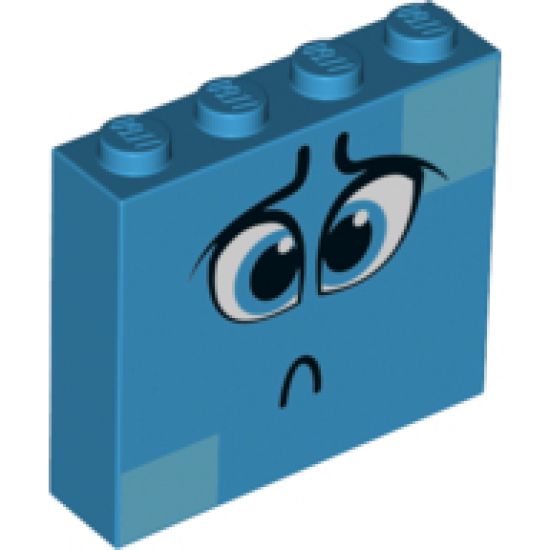 Brick 1 x 4 x 3 with Dark Azure Eyes, Worried Eyebrows, Sad Pout and Medium Azure Squares on Two Corners Pattern (Queen Watevra Wa'Nabi Face)