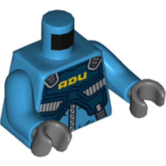 Torso Alien Conquest ADU Soldier with Protection Vest Pattern / Dark Azure Arms / Dark Bluish Gray Hands