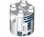Brick, Round 2 x 2 x 2 Robot Body with Gray Lines and Dark Blue Pattern (R2-D2, R3-T2)