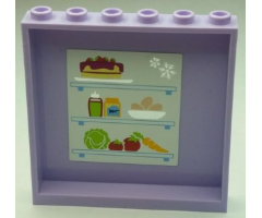 Panel 1 x 6 x 5 with Refrigerator Shelves, Food and Snowflakes Pattern on Inside (Sticker) - Set 41095