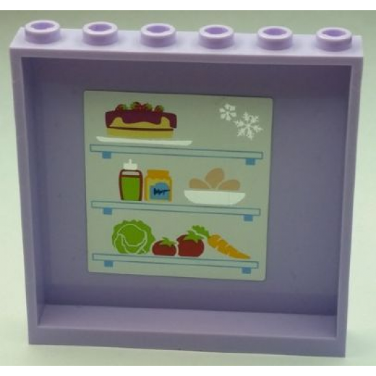 Panel 1 x 6 x 5 with Refrigerator Shelves, Food and Snowflakes Pattern on Inside (Sticker) - Set 41095