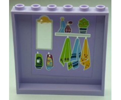 Panel 1 x 6 x 5 with Mirror, Perfume Bottles, and Hanging Towels Pattern on Inside (Sticker) - Set 41095