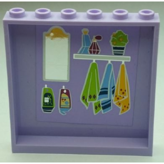 Panel 1 x 6 x 5 with Mirror, Perfume Bottles, and Hanging Towels Pattern on Inside (Sticker) - Set 41095