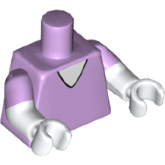 Torso V-Neck with White Undershirt Pattern / White Arms with Lavender Short Sleeves Pattern / White Hands
