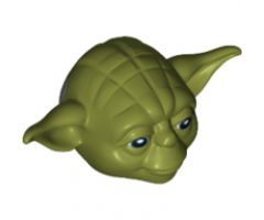 Minifigure, Head, Modified SW Yoda Curved Ears with Black Eyes and White Pupils Pattern