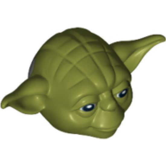 Minifigure, Head, Modified SW Yoda Curved Ears with Black Eyes and White Pupils Pattern
