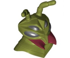 Minifigure, Head, Modified Galaxy Squad Alien Mantizoid, 4 Eyes, Antennae and Dark Red Mandibles Pattern