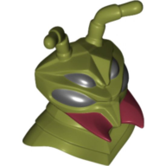 Minifigure, Head, Modified Galaxy Squad Alien Mantizoid, 4 Eyes, Antennae and Dark Red Mandibles Pattern
