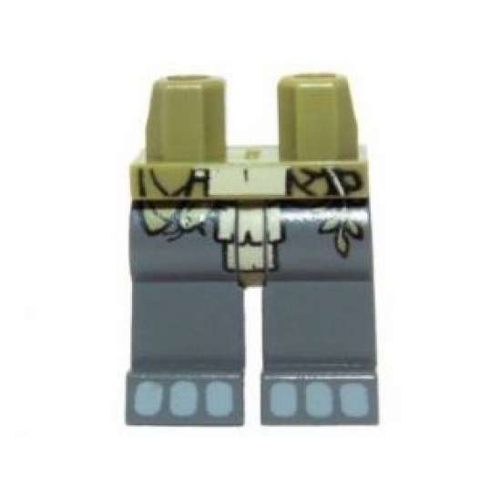 Hips and Dark Bluish Gray Legs with Olive Green and Tan Loincloth and Light Bluish Gray Toes Pattern
