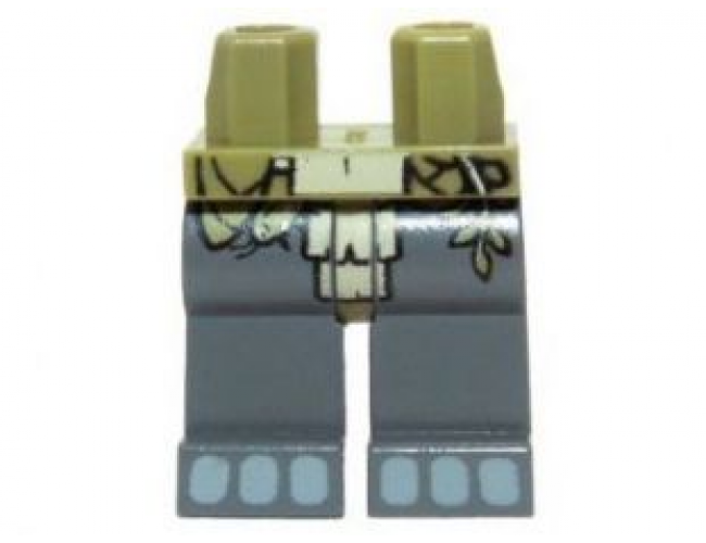 Hips and Dark Bluish Gray Legs with Olive Green and Tan Loincloth and Light Bluish Gray Toes Pattern