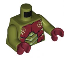 Torso Galaxy Squad Mantizoid with Dark Red, Yellowish Green and Black Exoskeleton Pattern / Olive Green Arms / Dark Red Hands