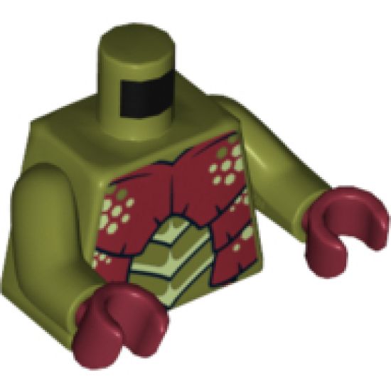 Torso Galaxy Squad Mantizoid with Dark Red, Yellowish Green and Black Exoskeleton Pattern / Olive Green Arms / Dark Red Hands