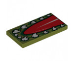 Tile 2 x 4 with Red Tongue and Crocodile Teeth Pattern