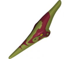 Animal, Body Part Dinosaur Head Pteranodon with Eyes and Dark Red Marks Around Eyes, Head and Beak Pattern