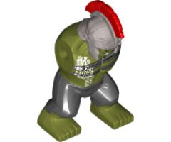 Body Giant, Hulk with Silver Helmet with Red Plume, White Alien Tattoos, Black Pants Pattern