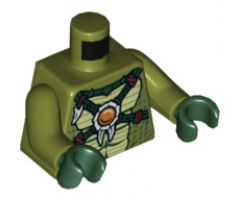 Torso Crocodile Skin with Dark Green Crossing Straps and Fire Chi Emblem Pattern / Olive Green Arms / Dark Green Hands