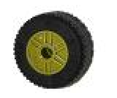Wheel & Tire Assembly 18mm D. x 14mm with Pin Hole, Fake Bolts and Shallow Spokes with Black Tire 30.4 x 14 Solid (55981 / 58090)