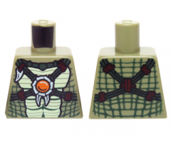 Torso Crocodile Skin with Dark Green Crossing Straps and Fire Chi Emblem Pattern