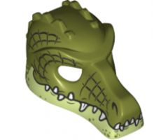 Minifigure, Headgear Mask Crocodile with Teeth, Yellowish Green Lower Jaw and Black Scale Lines Pattern